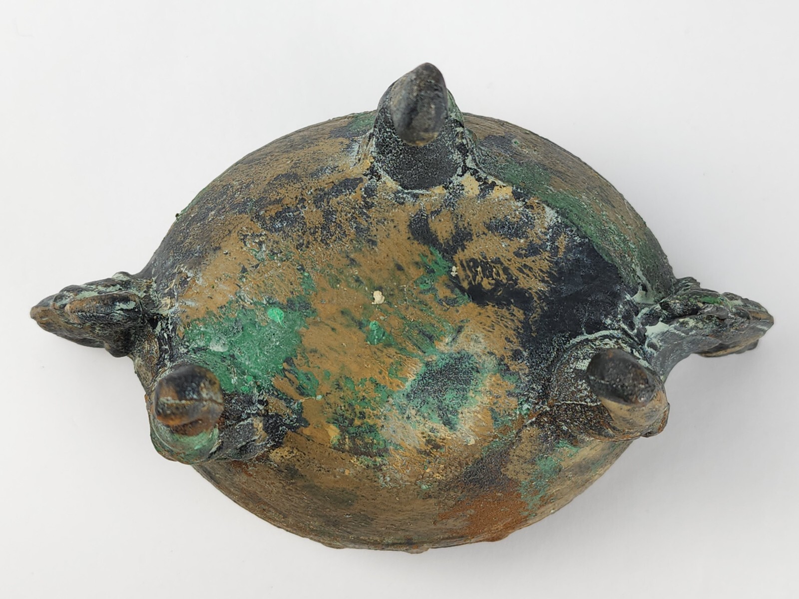 Vintage Metal Censer Lidded Incense Pot w/ Dolphin Chinese Or Japanese Replica