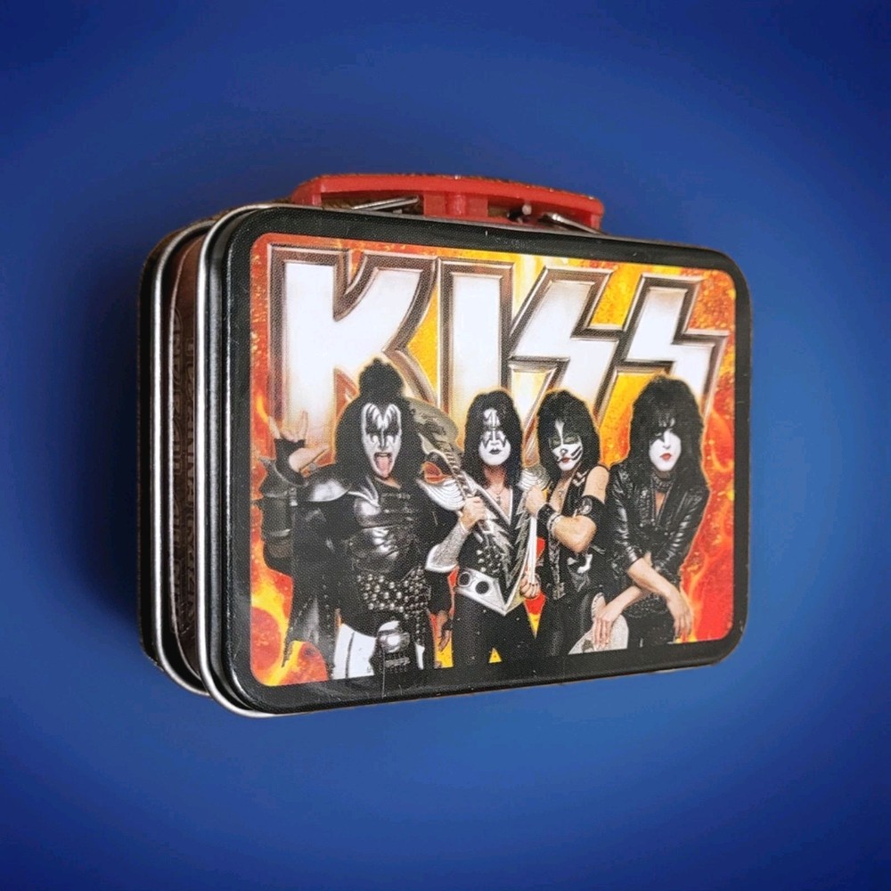 ~KISS Band Christmas Ornament Tin 4″ Metal Mini Tin Vintage Style Hard Rock~