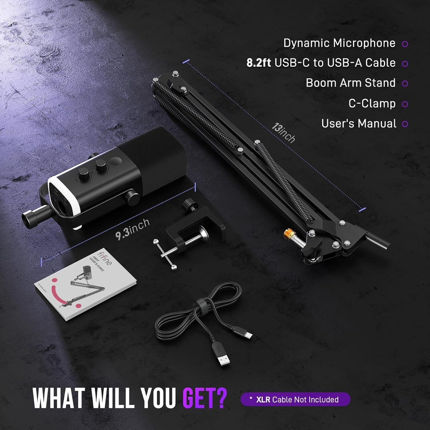 XLR/USB Gaming Microphone Set Dynamic PC Mic for Streaming Podcasting Compute...