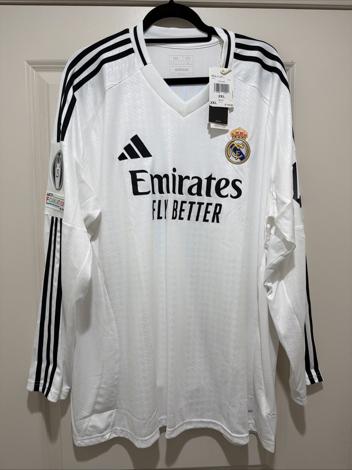 Mbappe #9 Mens 2XL Adidas Real Madrid UCL Home Fan Jersey