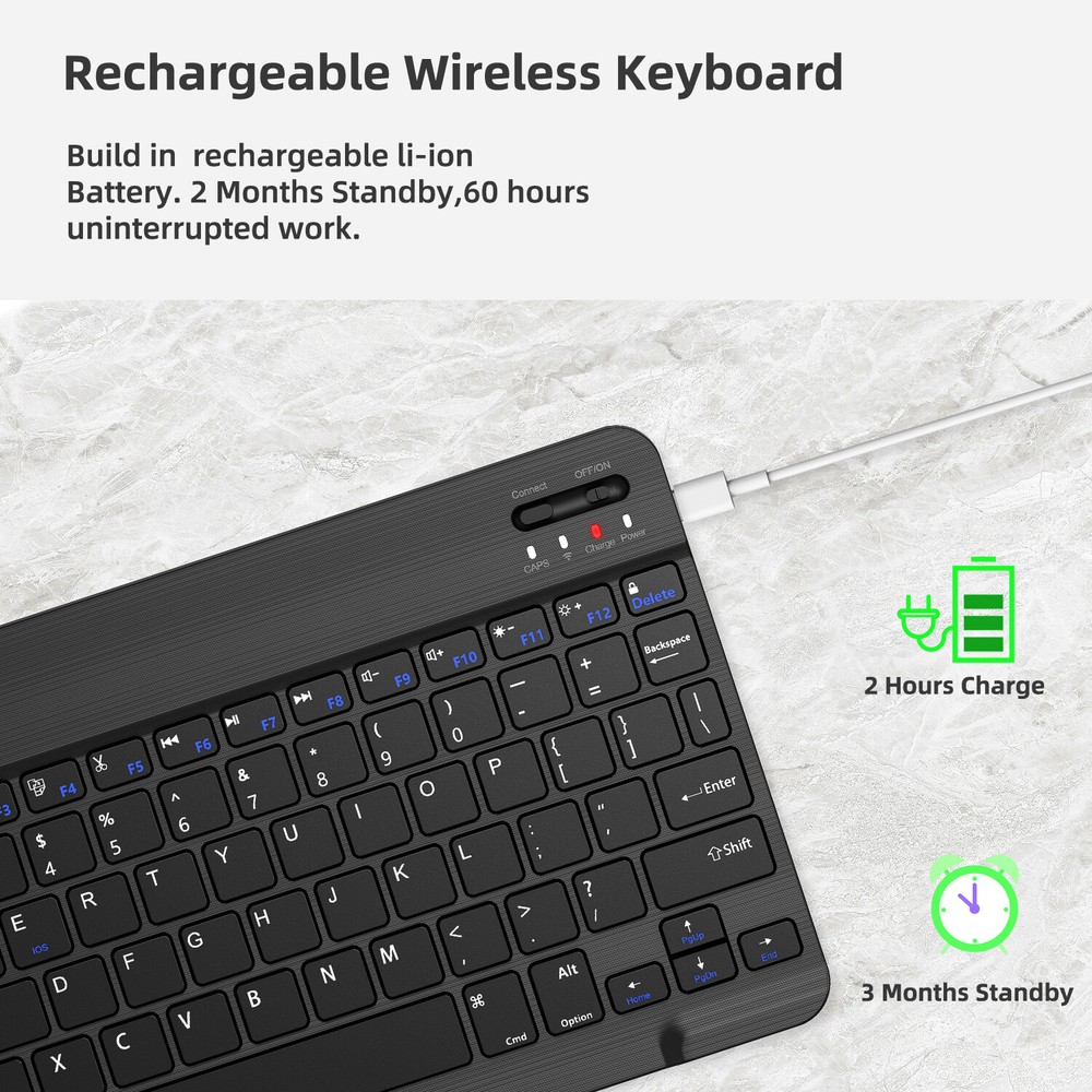 Wireless Bluetooth Keyboard+Mouse Rechargeable Quiet For Laptop PC Mac Windows