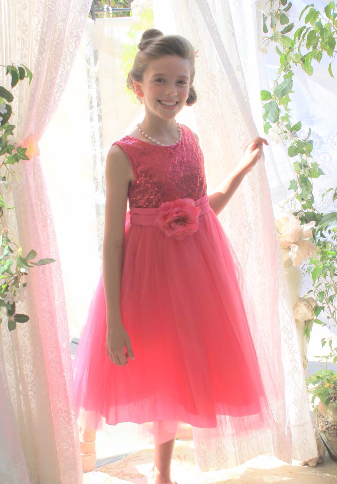 Sequins Mesh Flower Girl Dresses Birthday Wedding Pageant Communion Toddler 124