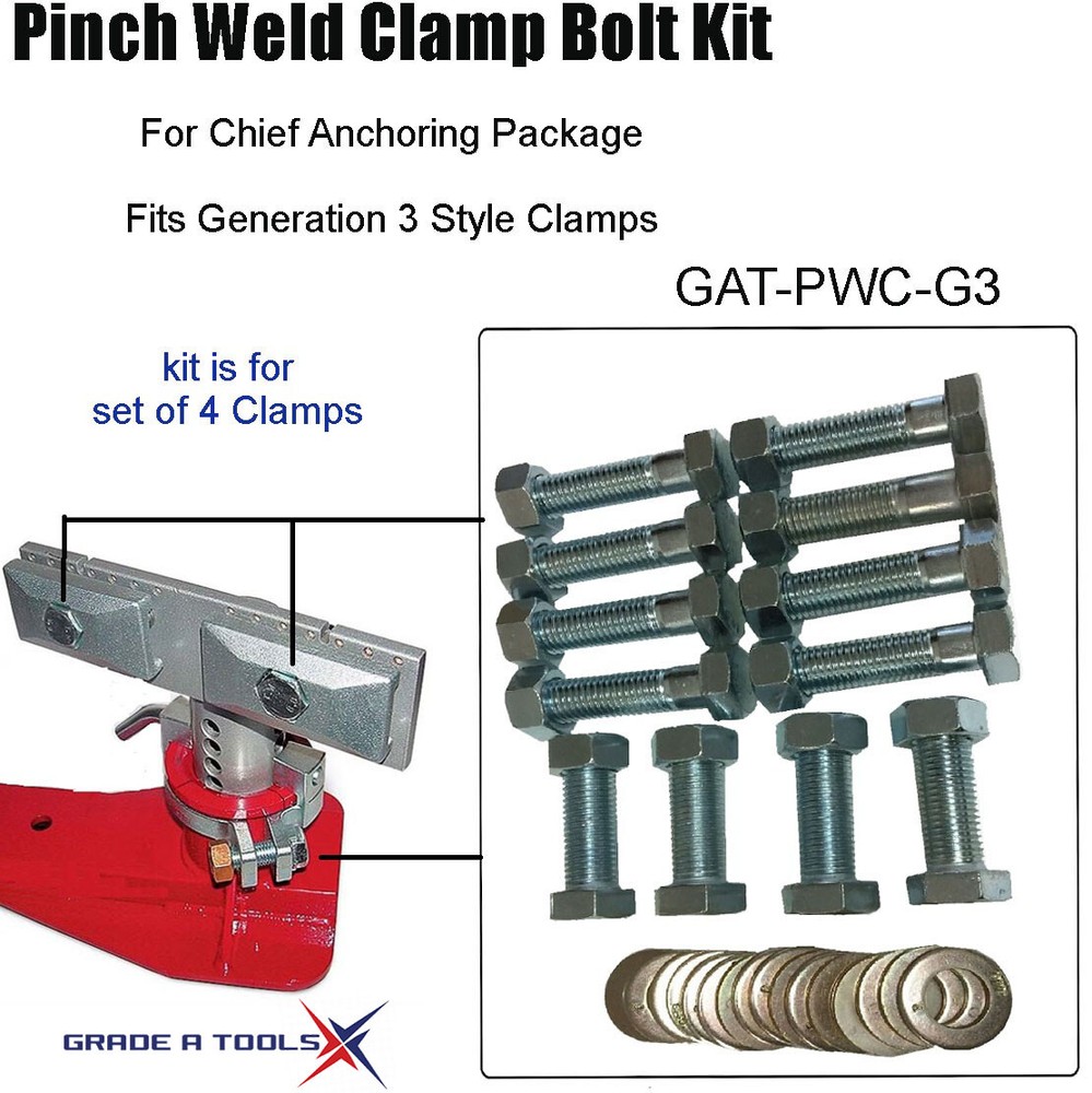 Chief Frame machine Pinch Weld Clamp Bolt Kit - Generation 3