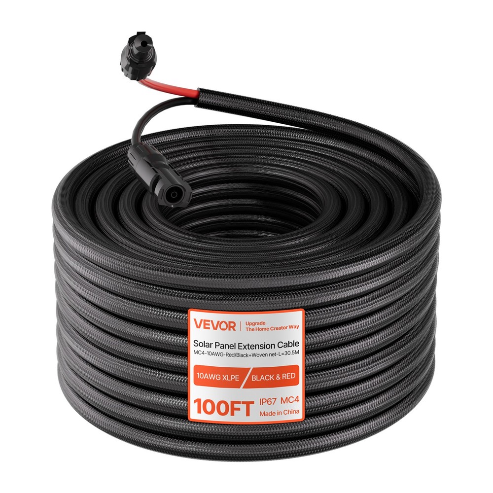 VEVOR 100FT Solar Panel Extension Cable 10AWG Solar Panel Wire with Connector