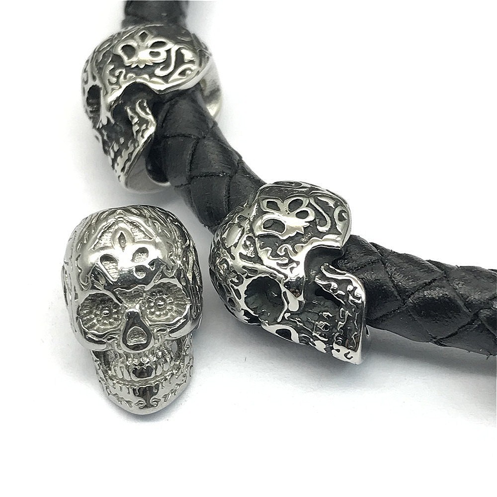 10 Pcs Stainless Steel Skull Lanyard Bead Knife Paracord Bracelet Necklace Beads