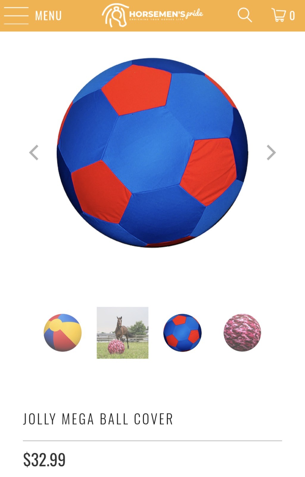 Horsemen's Pride JOLLY MEGA BALL Sports Cover Red Blue Soccer Horse Play 30" NEW