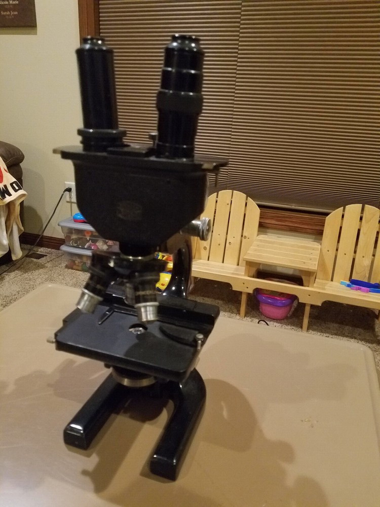 Vintage Spencer Buffalo Binocular Microscope  - Functional-in case-very nice co