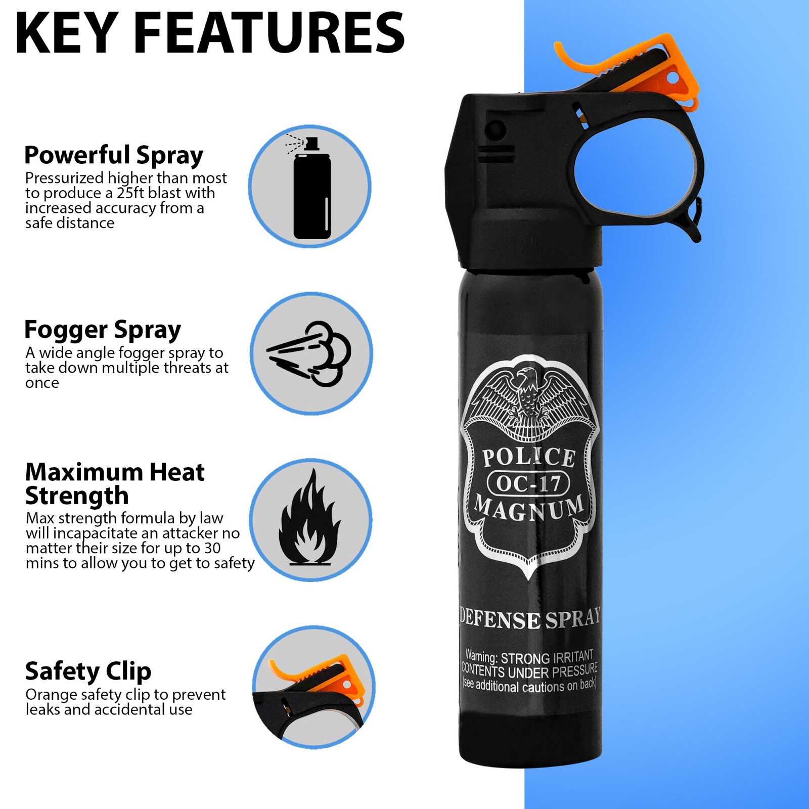 3 PACK POLICE MAGNUM pepper spray 5oz Fire Master Fog Home Auto Office Security