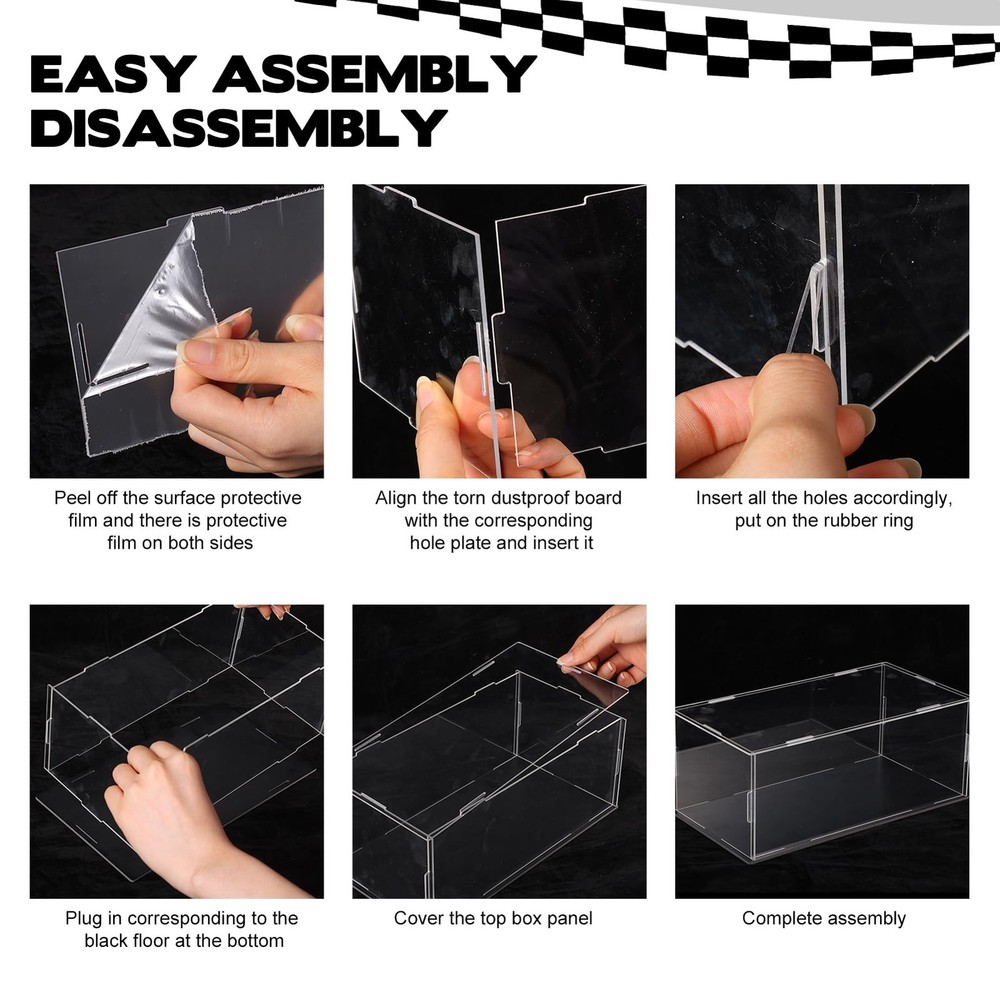 Acrylic Model Car Display Case W/ Plastic Base Storage Box 3PC 1:24 Scale
