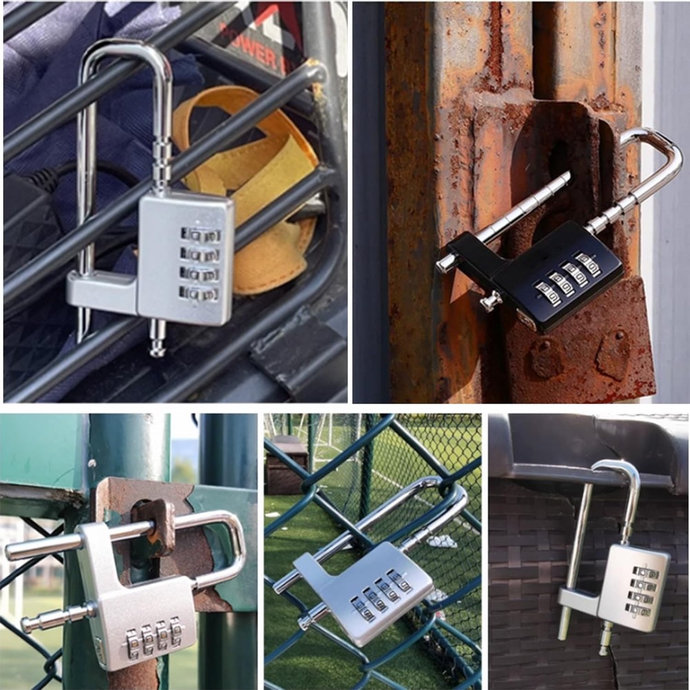 Stainless Steel U Shaped Padlock - Combination Code Long Adjustable Shackle L...