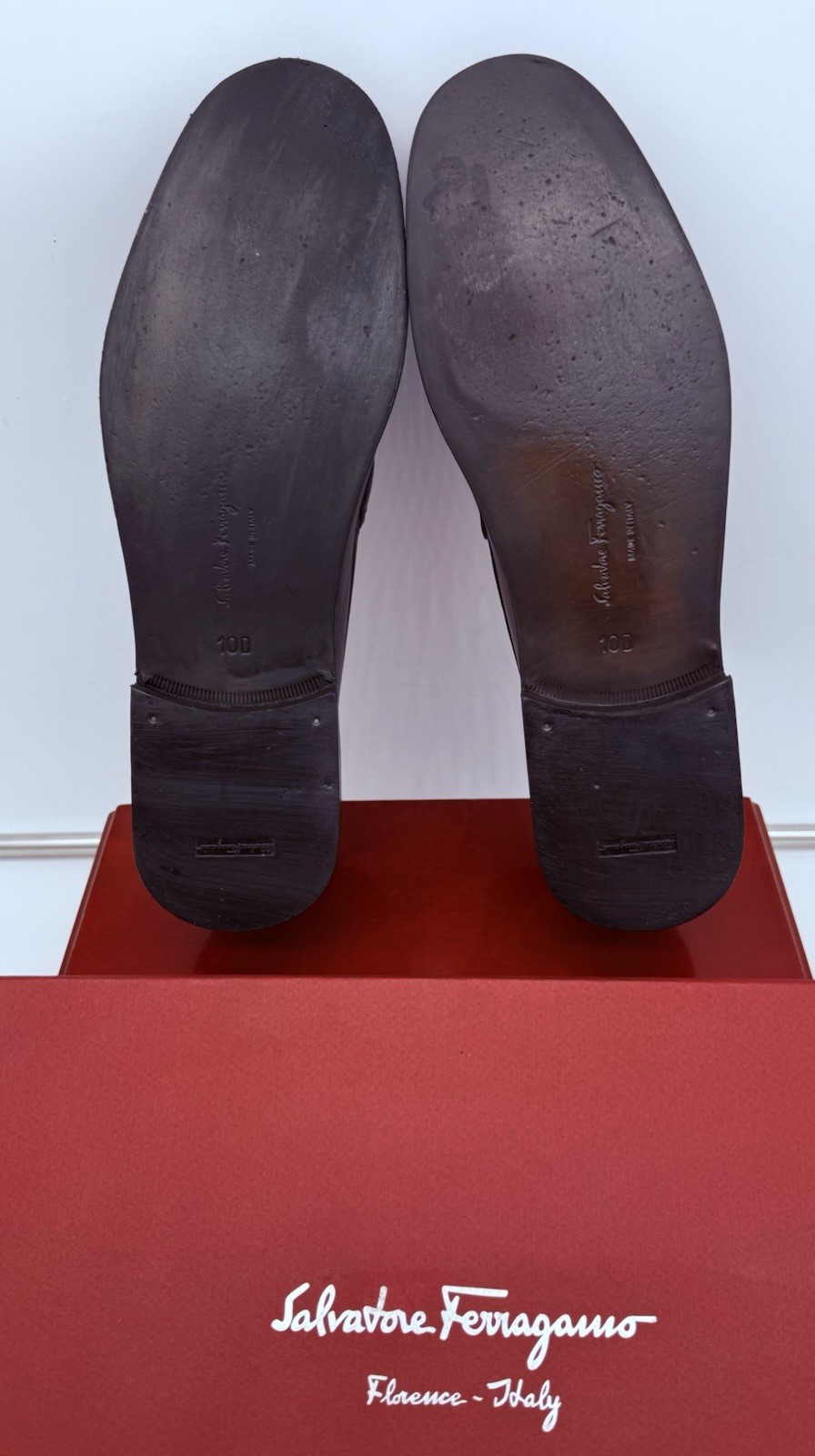 Ferragamo Mens Brown Loafers 10 Gancini Horse Bit Leather Luxe Shoes