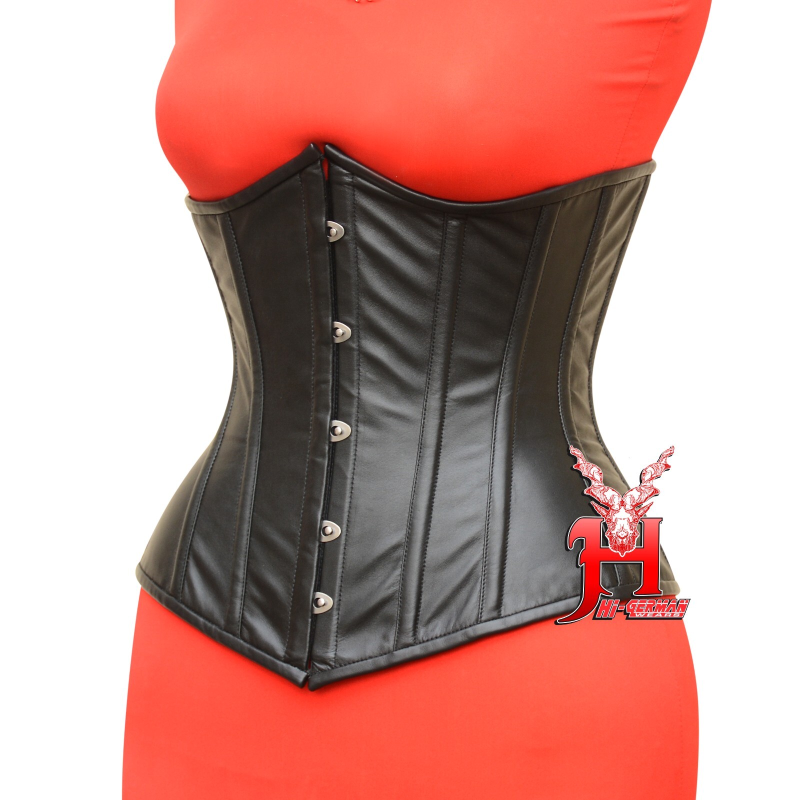 Unterbrustkorsett Schwarz Leder Korsett Taillentraining Underbust Leather Corset