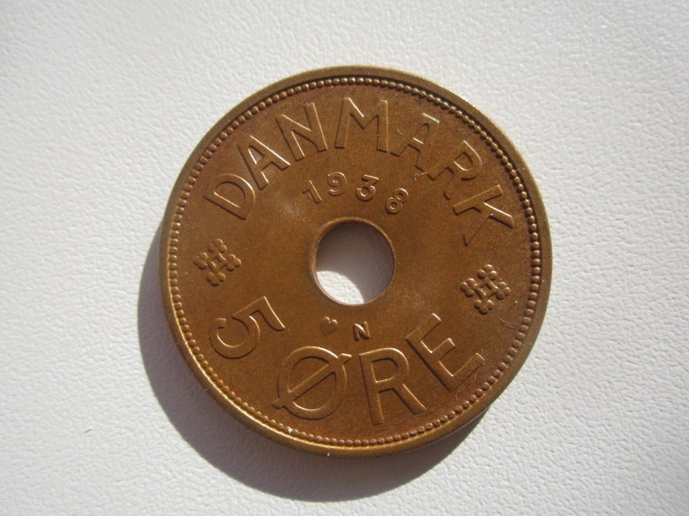 LUSTER UNC 1938 DENMARK 5 ORE