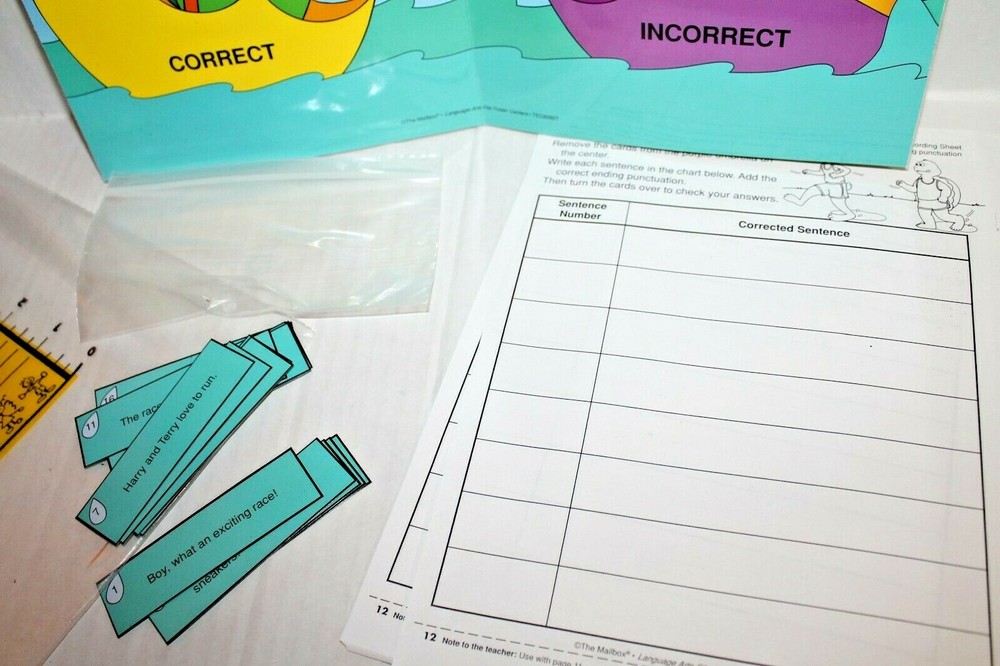 Punctuation Educational Folder Game Language Arts Center Activity Grades 2-3