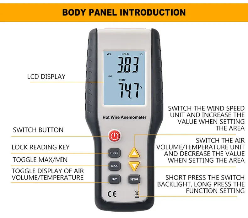 HT9829 High Accuracy Thermal Anemometer High Sensitivity Anemometer