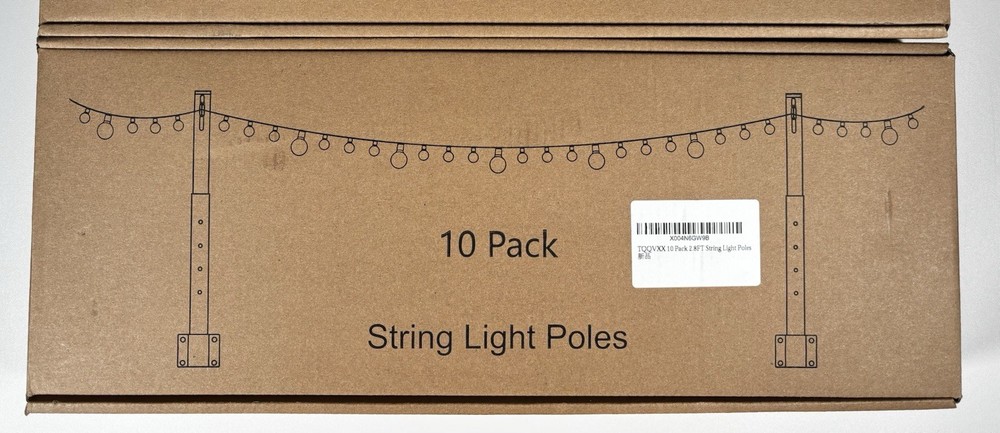 String Light Poles for Deck 10 Pack Outside Retractable 2.8 FT 10 packs