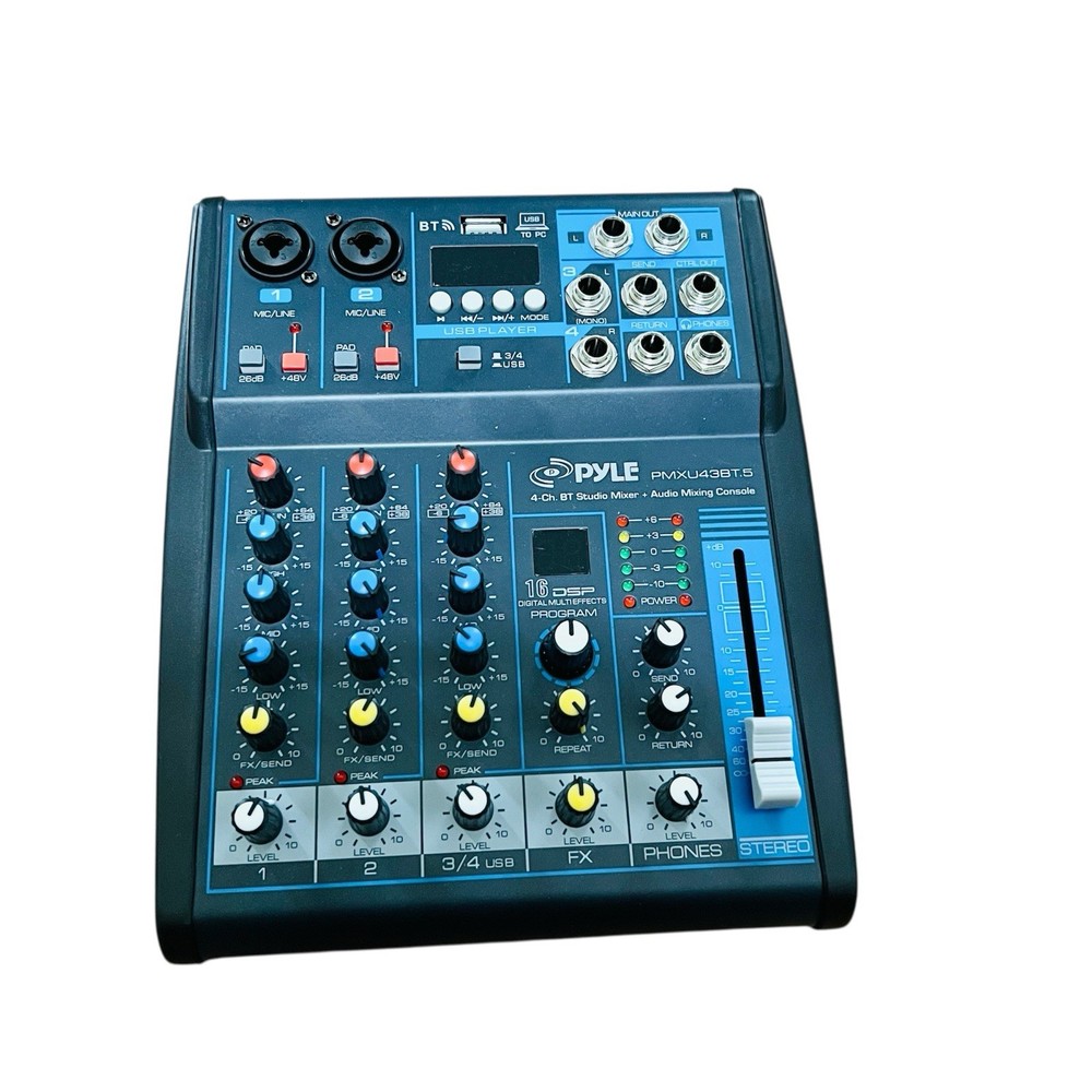 Pyle PMXU43BT.5 4-Channel Bluetooth Studio Mixer DJ Controller Console System