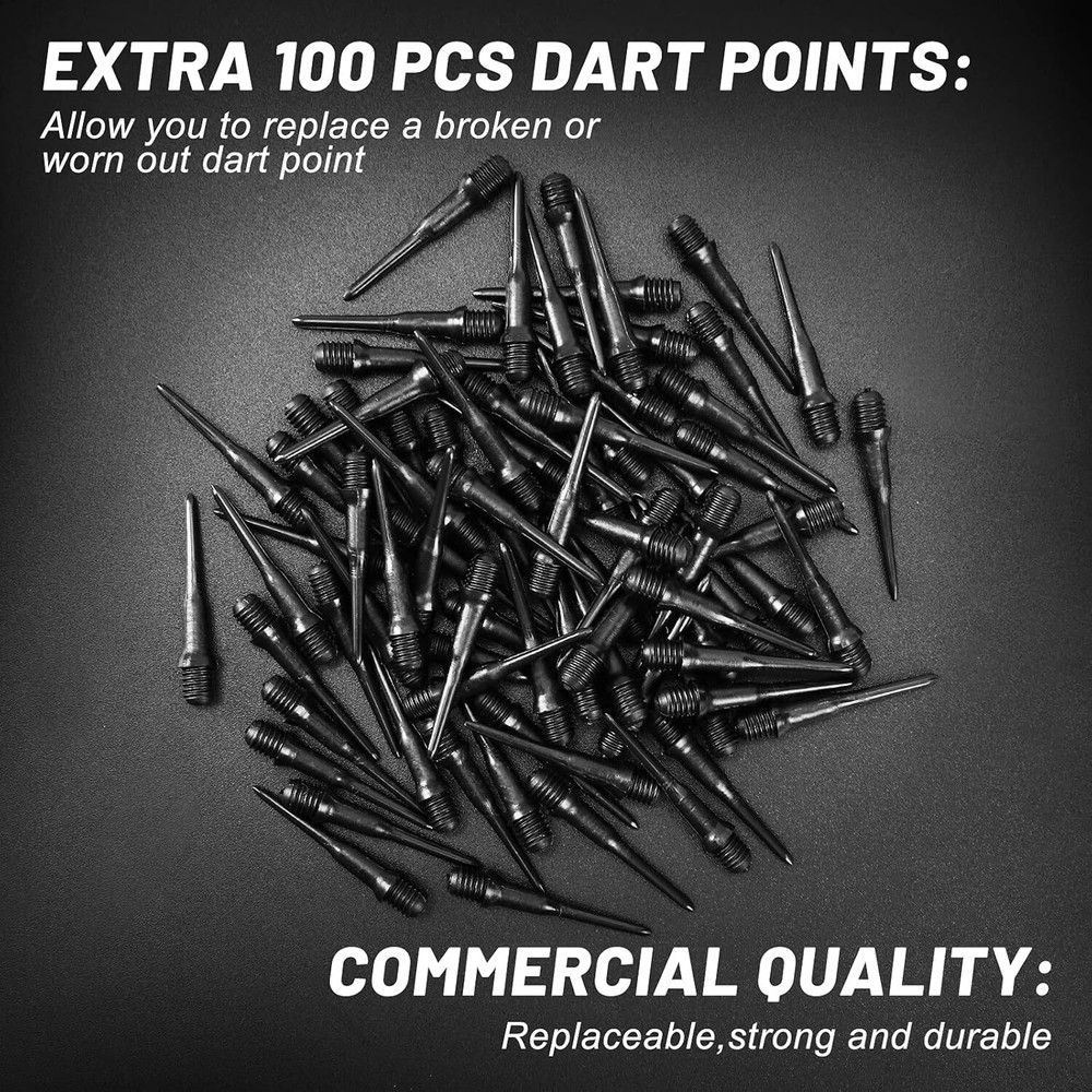 12 Pcs Soft Tip Darts Bar Dart Plastic Tip Darts Set Attach Extra 100 Black 2