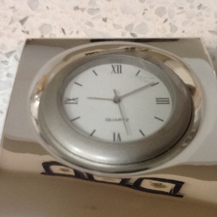Bloomingdales Silver Plated Quartz Desk Clock - NEW
