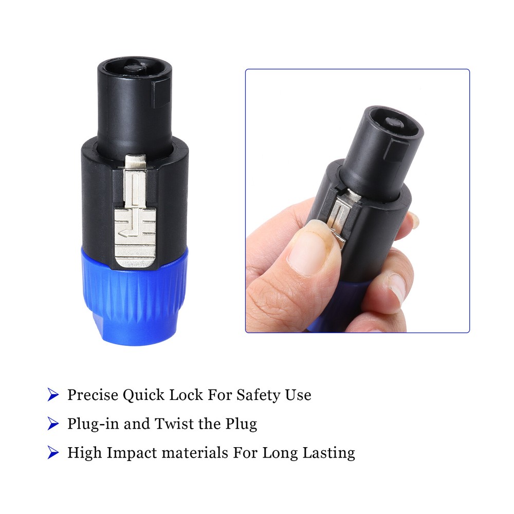 Pro Audio Speakon Connector 4 Pole Orange Blue Speaker Cable Plug & Lock Sockets