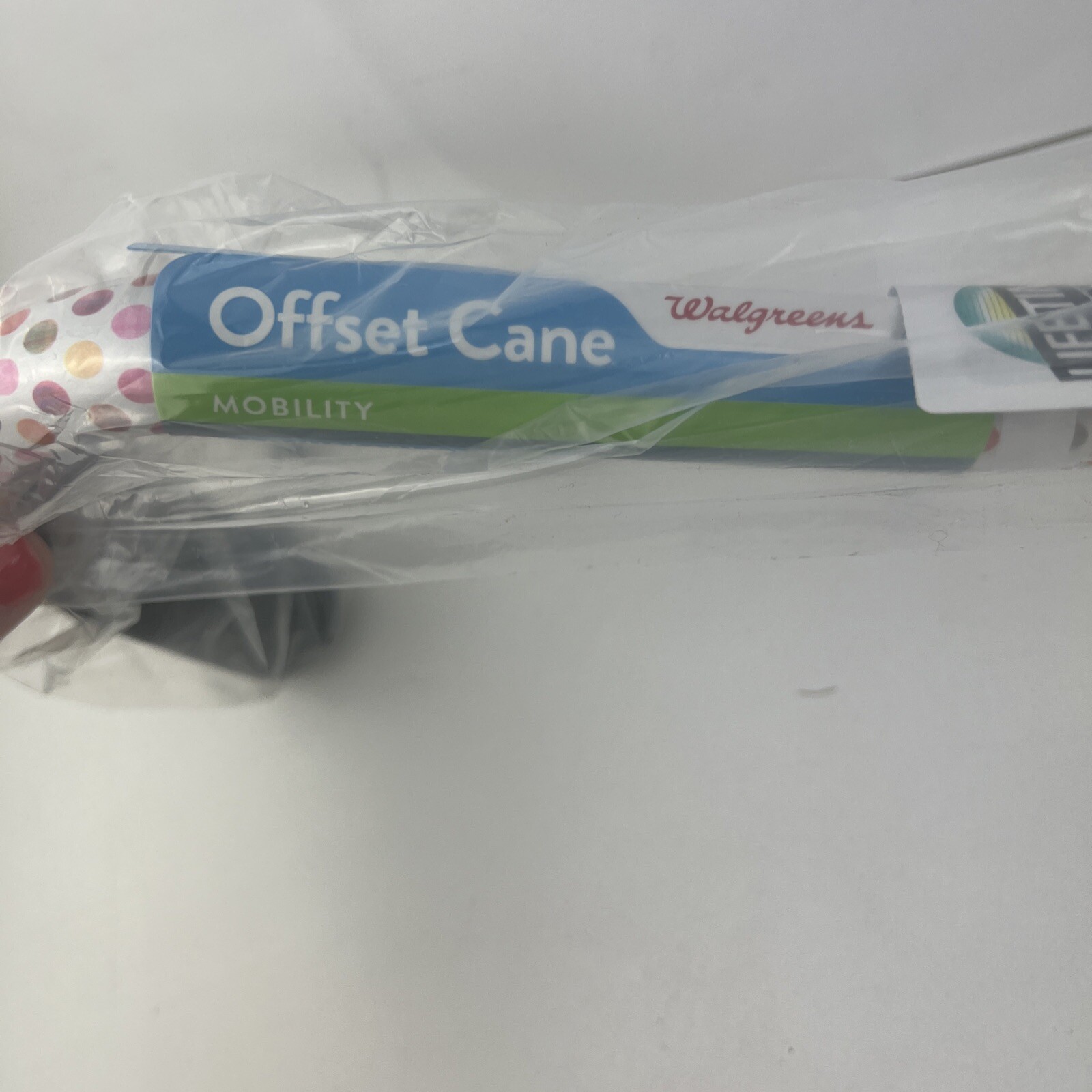 Pink, Yellow, Red￼ Polkadot ￼Offset Handle Fashion Cane Adjustable Height 300 Lb