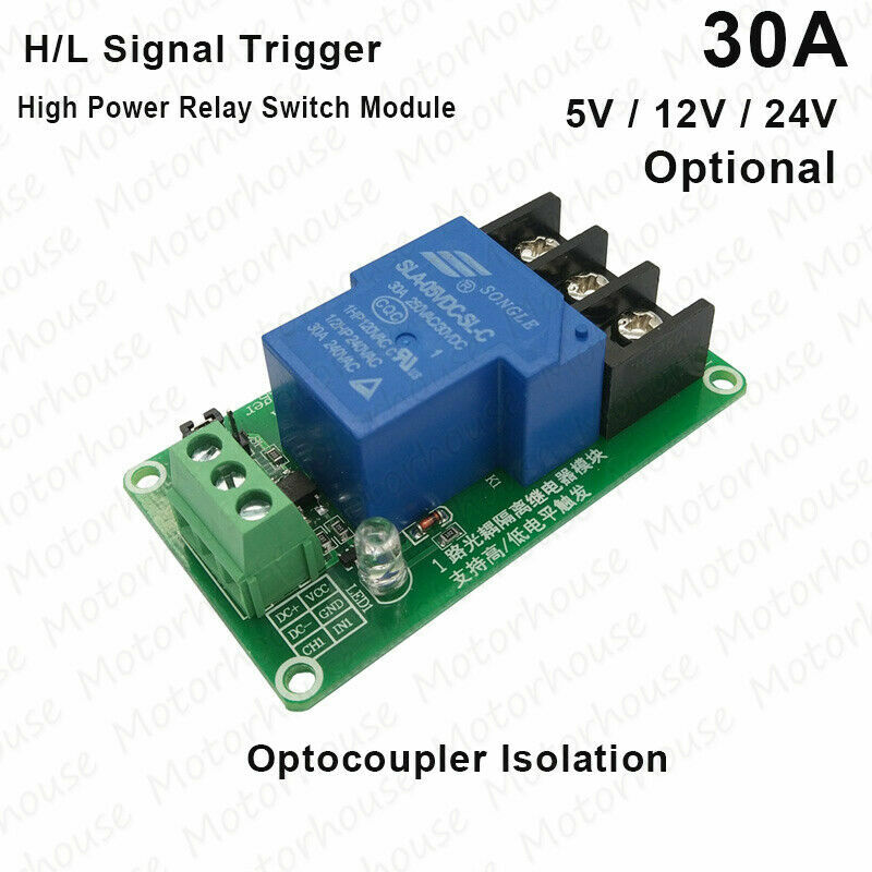 DC 5V/12V/24V 30A High Power Optocoupler Isolation Relay Module High/Low Trigger