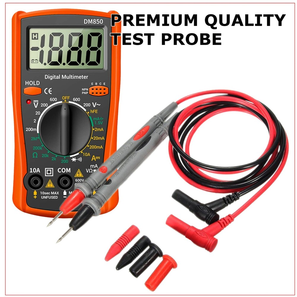 LCD Digital Multimeter AC DC Voltmeter Ammeter Ohmmeter Volt Tester Meter Leads