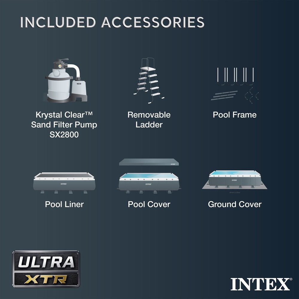 Intex 32ft x 16ft x 52in Ultra XTR Rectangular Pool Set with Maintenance Kit