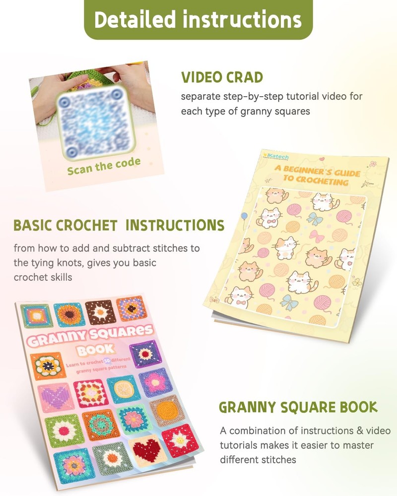 Katech Crochet Kit for Beginners-Crochet small, Brown-orange gradient