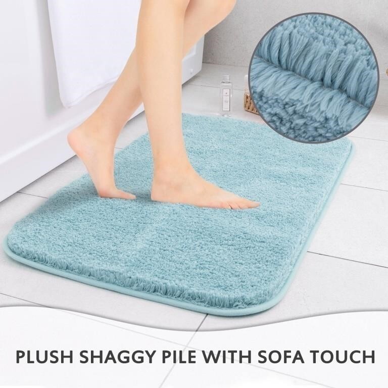 Blue Microfiber Carpet, Bathroom Runner Rug, Microfiber Bath Carpet 20"X59"