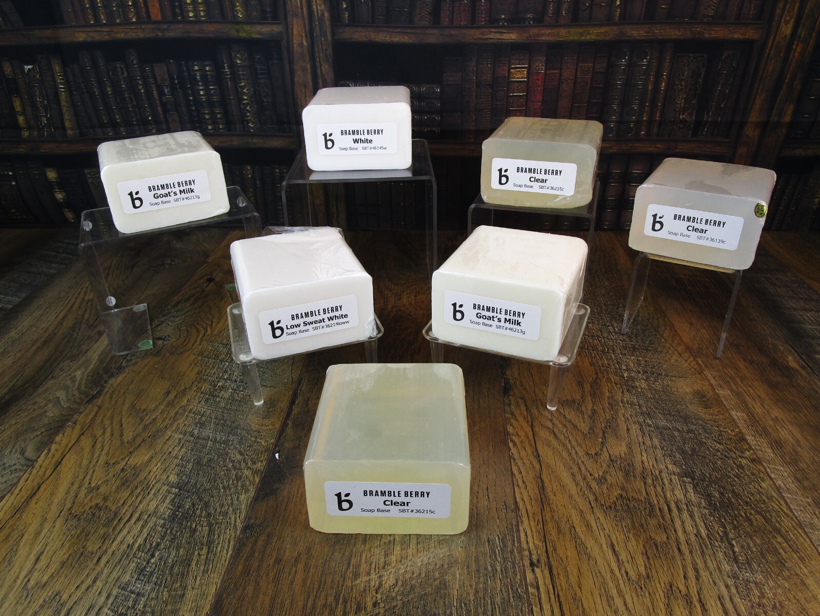 Lot of 7 ASSORTED & SEALED - BRAMBLE BERRY SOAP BASE - Goat's Milk, Clear, White