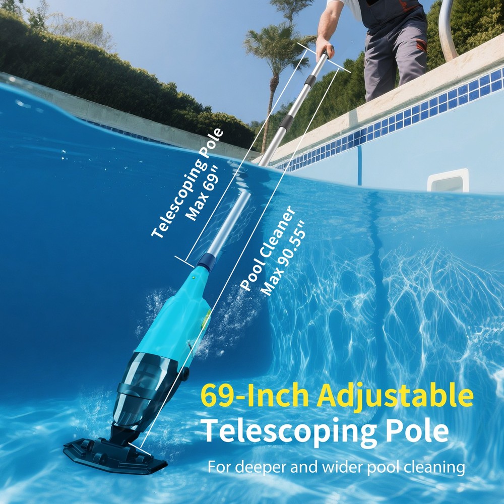 Mutaomay Pool Vacuum Cordless Handheld Rechargeable Pool Cleaner 90mins Runtime