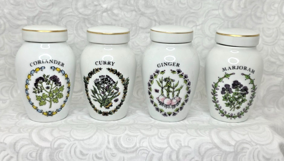 Gloria Vanderbilt Concepts 17 Ceramic SPICE JAR SET *Franklin Mint NICE!