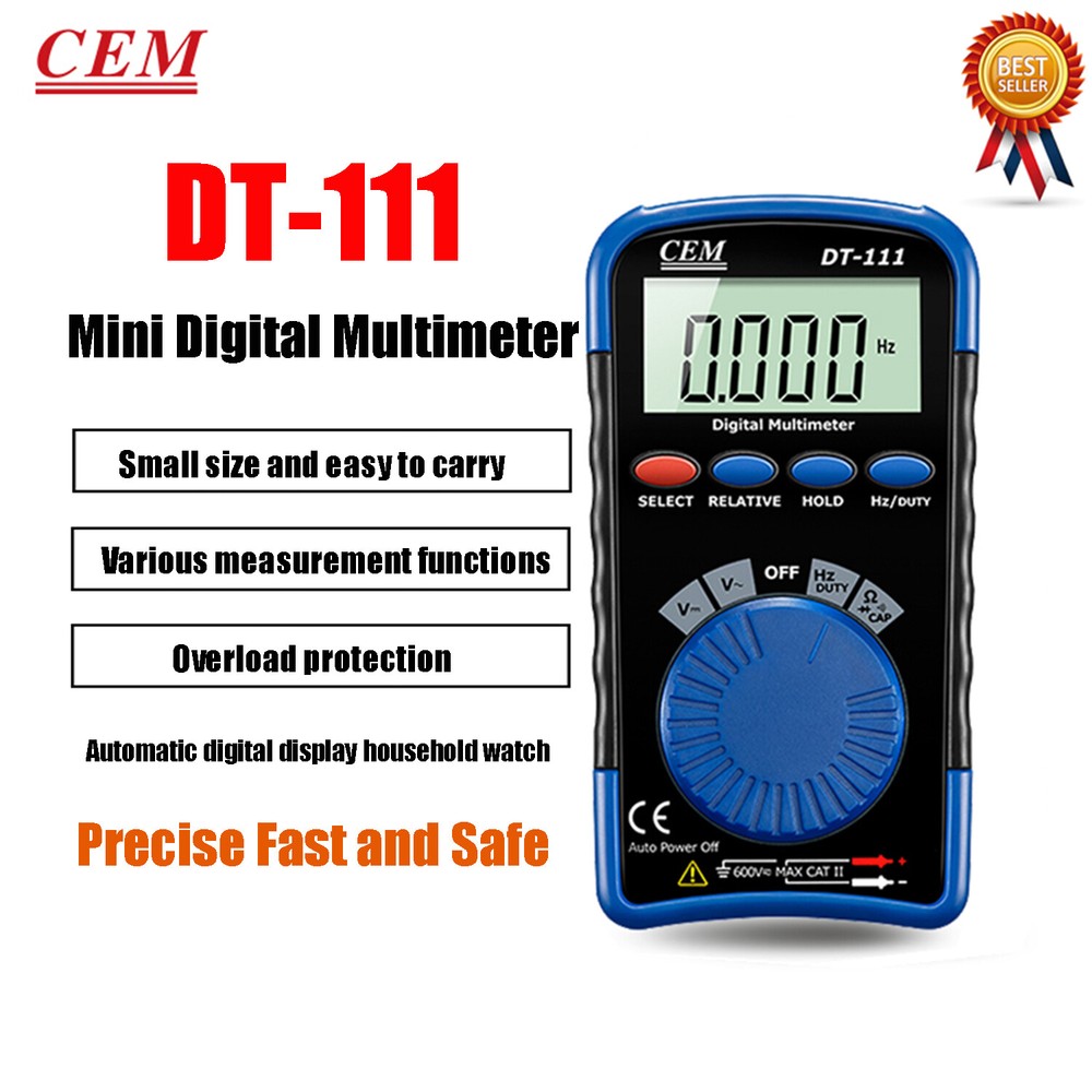 CEM DT-111 Mini Pocket Digital Multimeter Data Hold Max Hold Auto Power Off