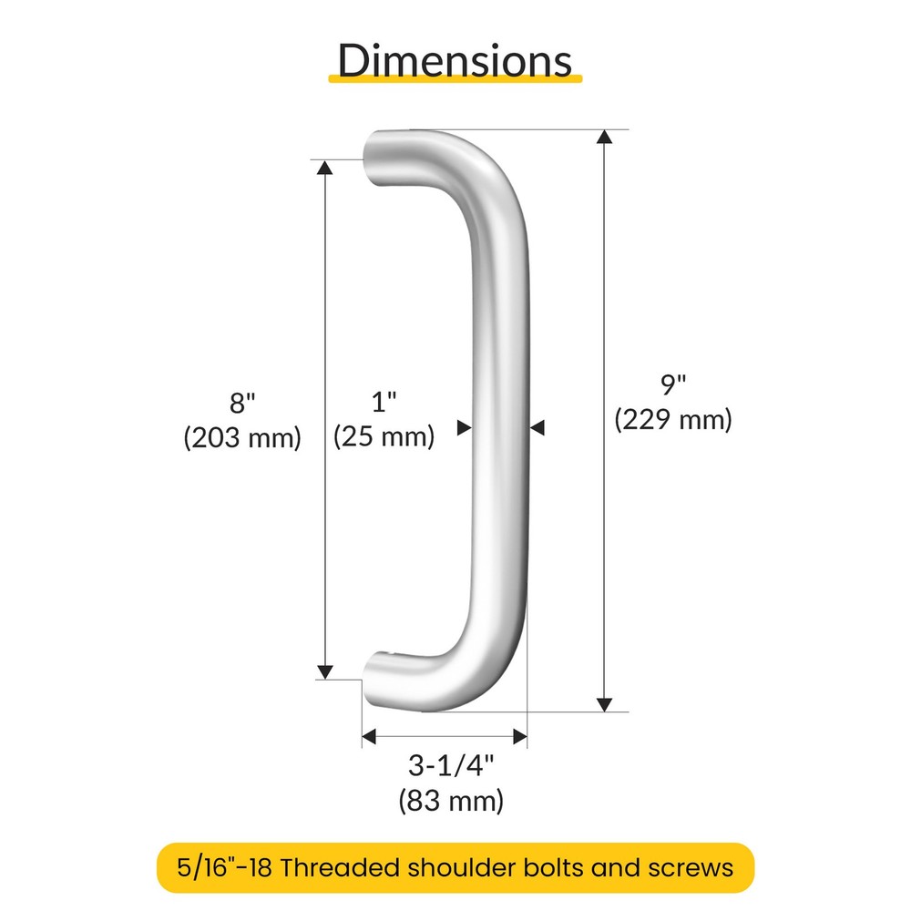 Brixwell Straight Back-to-Back Pull Handle 9" Length Clear Anodized Finish