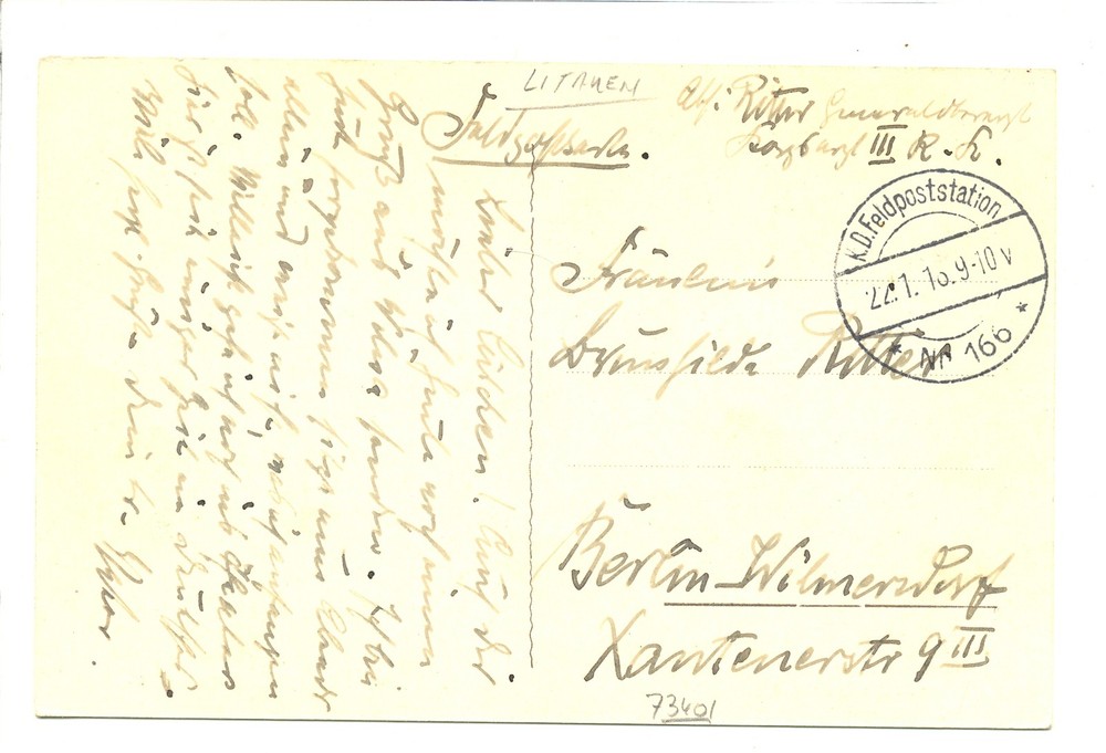 LITHUANIA 1910 PPC -WILNA- FP Nr. 166 -TO BERLIN -VF