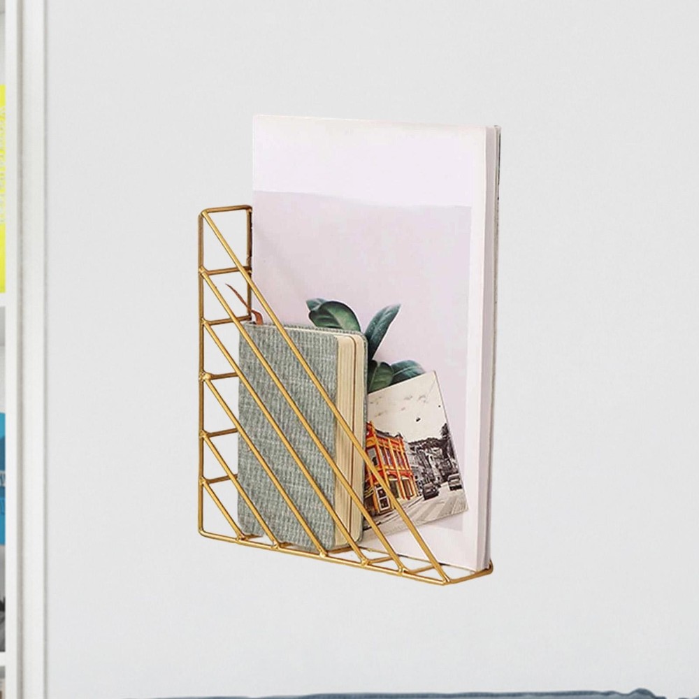 Triangle Wall Bookshelf Decorative Rack Display Multipurpose Storage File Holder
