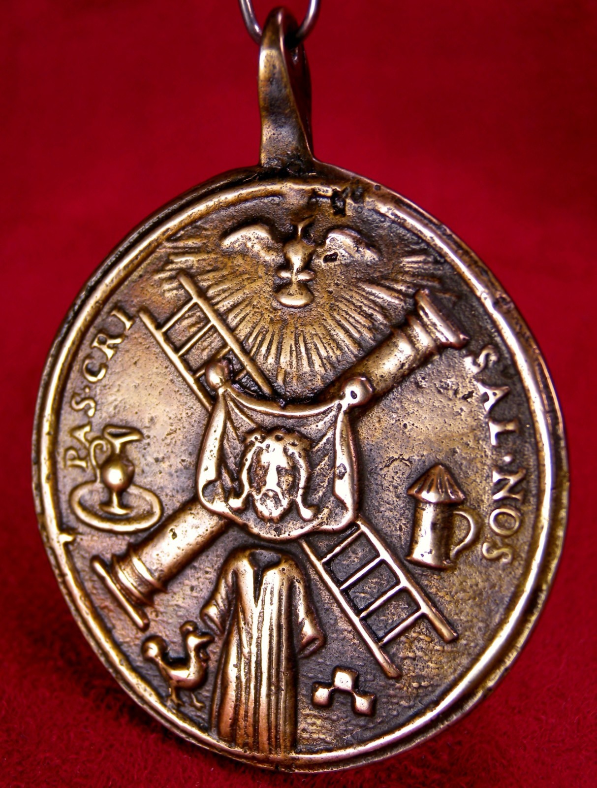 Antique 18th Century Veil of Veronica Holy Spirit Christ Passion Symbols Medal