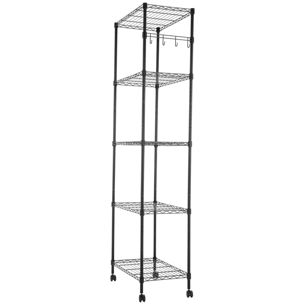 3Types Metal Shelves with Lockable Wheels DurableAdjustable Storage Rack Shelves
