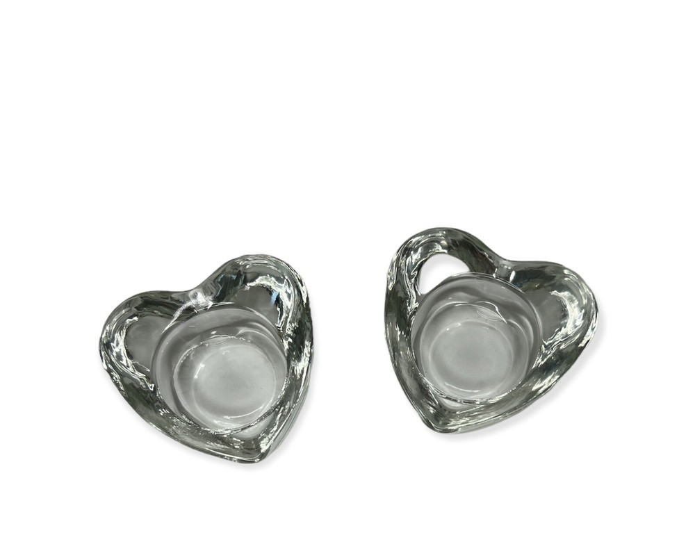 Glass Heart Candle Holders