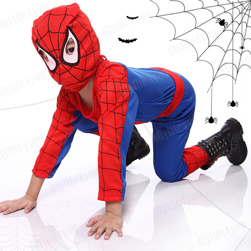 Kids Boys Spiderman Fancy Dress Jumpsuit Cosplay Costume Party Bodysuit 3-7 Age