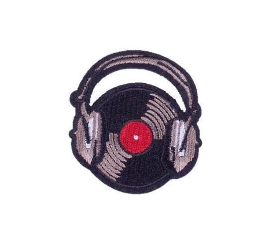 Record Headphone Music Iron-On Embroidered Patch