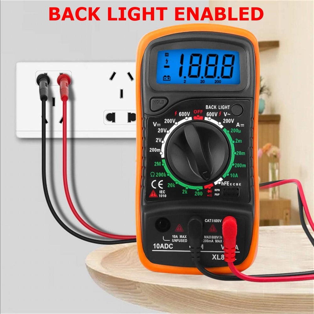 LCD Digital MULTIMETER Voltmeter Ammeter Ohmmeter Volt AC DC Tester Leads Meter