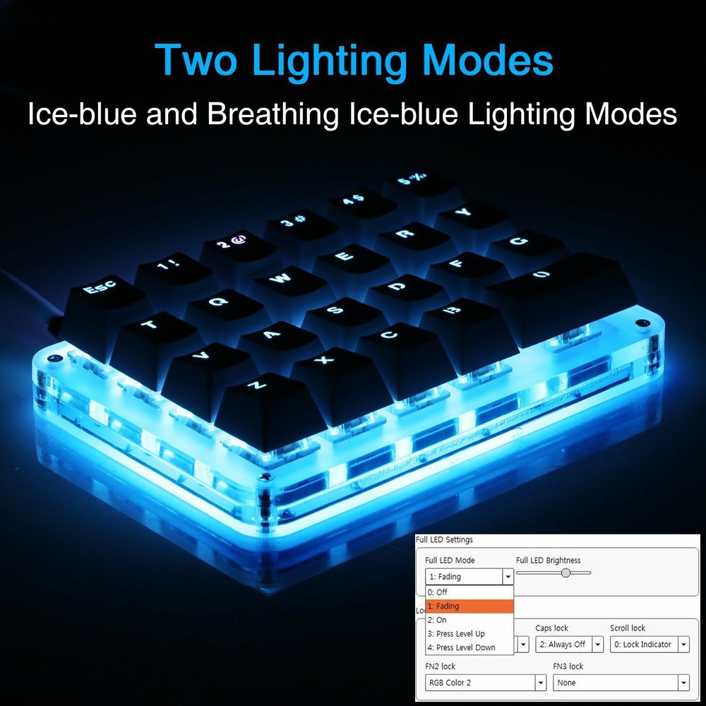 Mechanical Gaming Keyboard 23 Programmable Keys Red Switches Blue LED Backlit
