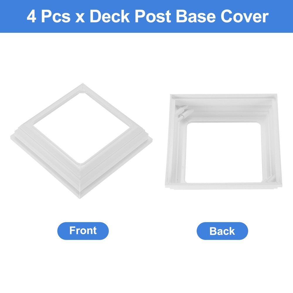 4Pcs for Post Skirt, 4"x4" Plastic Base Cover, White