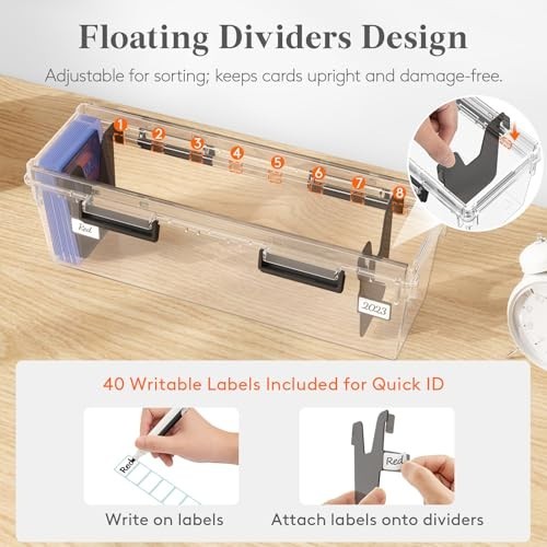 Trading Card Storage Box 2 Pack, Adjustable Dividers, Stackable Case, Fits MTG &