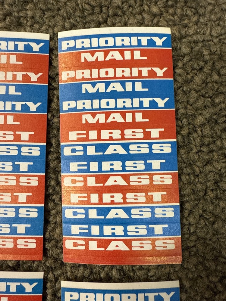VTG 10 Sheets Priority Mail First Class Mail Stickers NOS