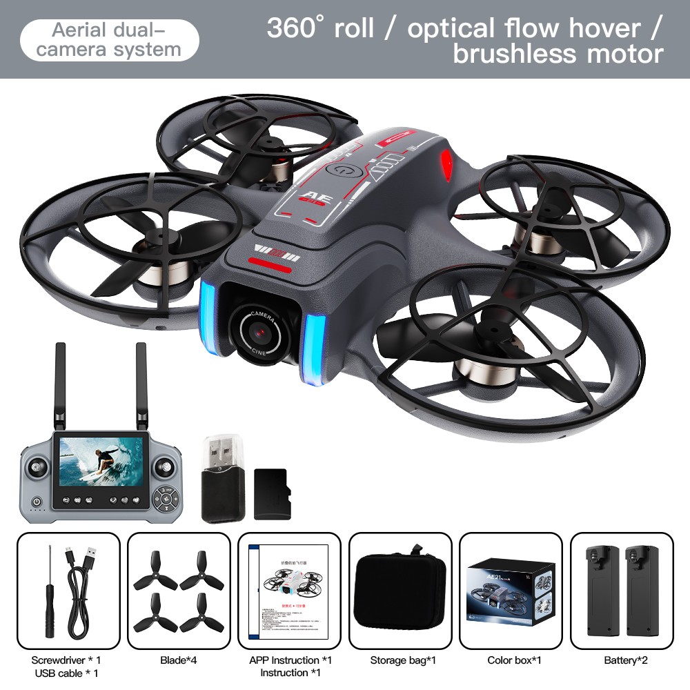 AE21 Drone FPV 720P Camera Obstacle Avoidance 4.3" Screen Quadcopter 2 Battery