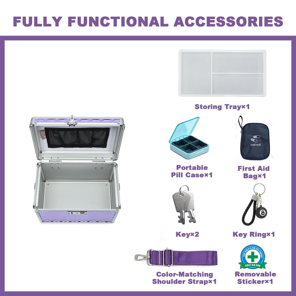 Storage Box with Key Lock, Lockable Medicine Storage Box, Empty First Aid Box...