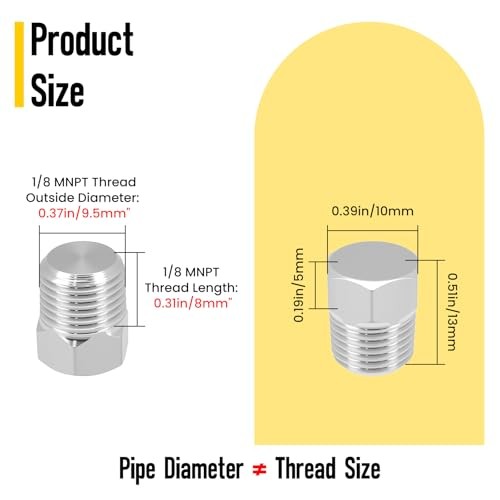 Outer Hex Head Thread Pipe Plug Fitting, 4PCS 1/8" NPT Male 304 Stainless